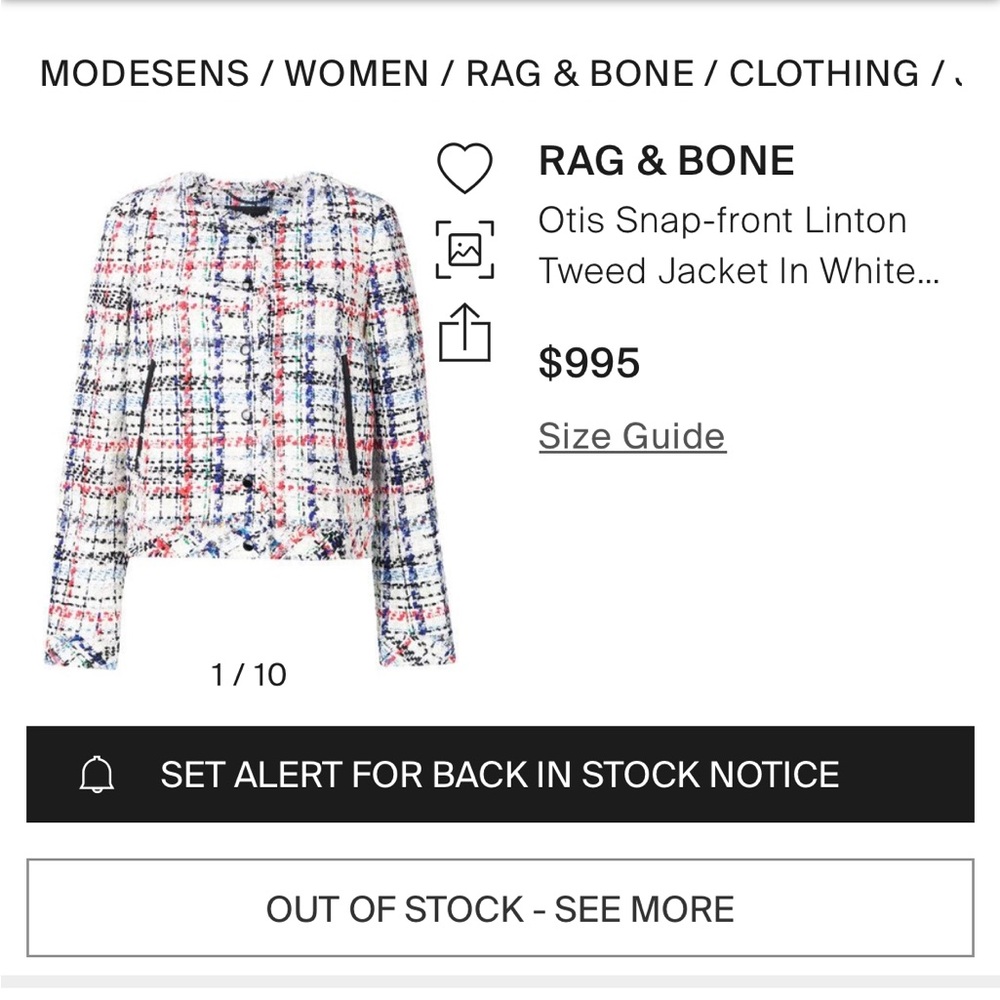 Rag And Bone Otis Tweed Jacket Size Large Euc - image 4